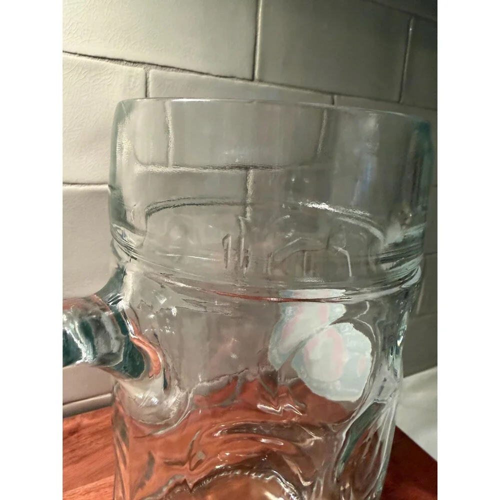 Vintage Paulaner München 1 Liter Dimpled Glass Beer Stein Mug